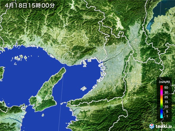 大阪府の雨雲レーダー(2017年04月18日)
