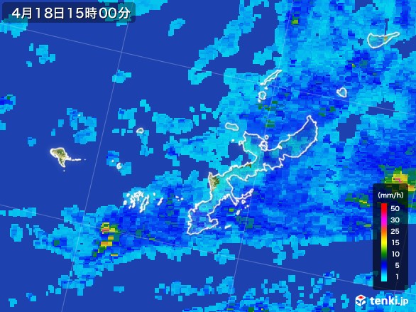 沖縄県の雨雲レーダー(2017年04月18日)