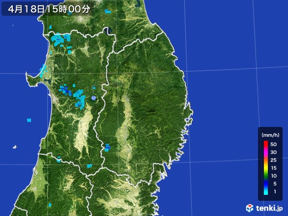 岩手県の雨雲レーダー(2017年04月18日)