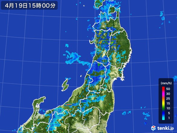 東北地方の雨雲レーダー(2017年04月19日)