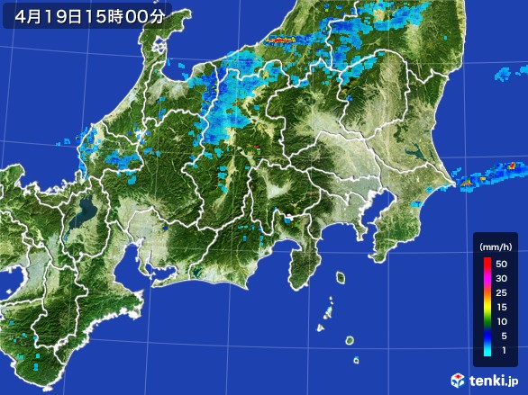関東・甲信地方の雨雲レーダー(2017年04月19日)