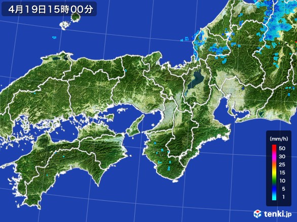 近畿地方の雨雲レーダー(2017年04月19日)