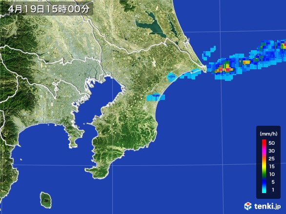 千葉県の雨雲レーダー(2017年04月19日)