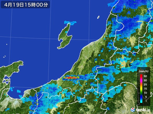 新潟県の雨雲レーダー(2017年04月19日)