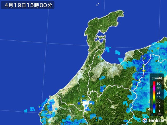 石川県の雨雲レーダー(2017年04月19日)