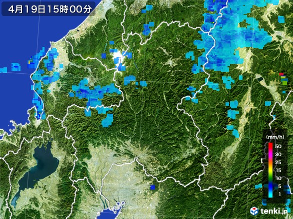 岐阜県の雨雲レーダー(2017年04月19日)