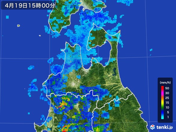 青森県の雨雲レーダー(2017年04月19日)