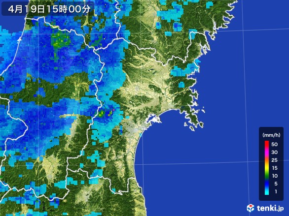 宮城県の雨雲レーダー(2017年04月19日)