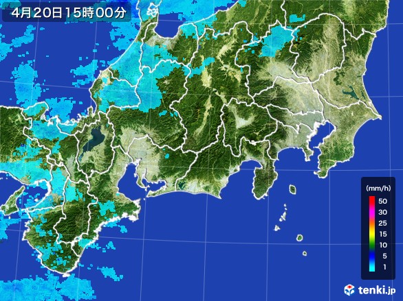 東海地方の雨雲レーダー(2017年04月20日)