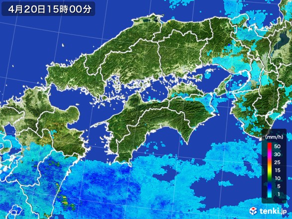 四国地方の雨雲レーダー(2017年04月20日)