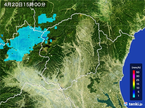 栃木県の雨雲レーダー(2017年04月20日)
