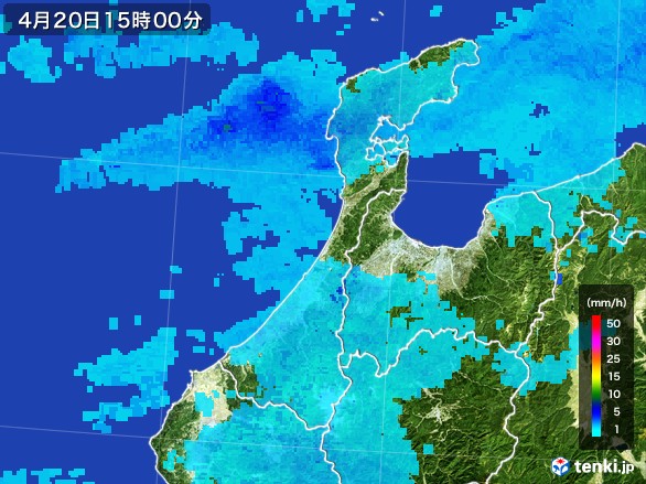 石川県の雨雲レーダー(2017年04月20日)