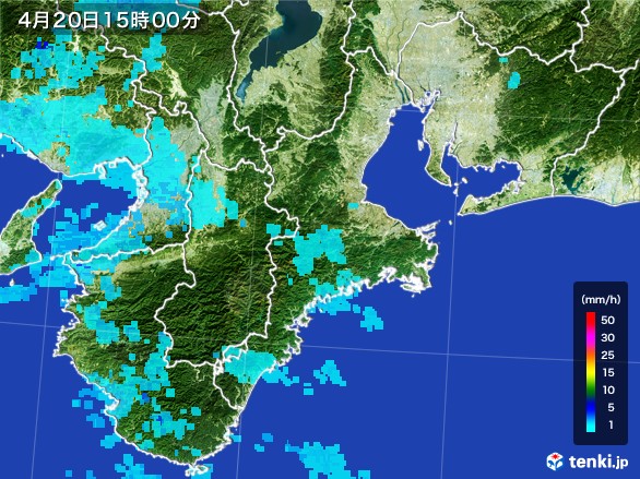 三重県の雨雲レーダー(2017年04月20日)