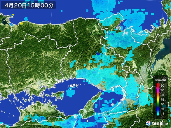 兵庫県の雨雲レーダー(2017年04月20日)