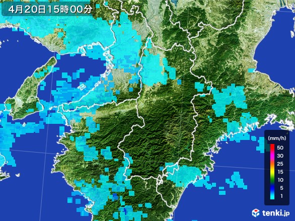 奈良県の雨雲レーダー(2017年04月20日)