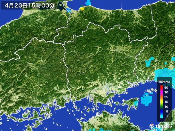 岡山県の雨雲レーダー(2017年04月20日)