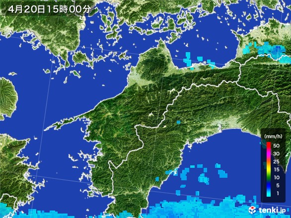 愛媛県の雨雲レーダー(2017年04月20日)