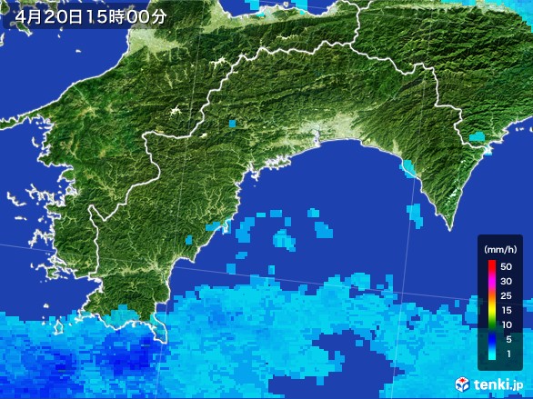 高知県の雨雲レーダー(2017年04月20日)