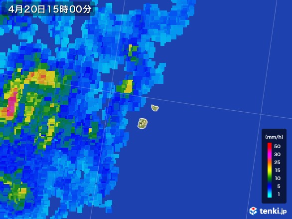 南大東島(沖縄県)の雨雲レーダー(2017年04月20日)