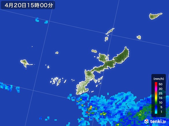 沖縄県の雨雲レーダー(2017年04月20日)