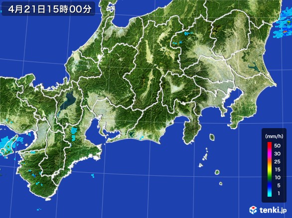 東海地方の雨雲レーダー(2017年04月21日)