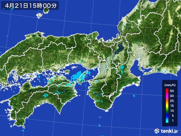 近畿地方の雨雲レーダー(2017年04月21日)