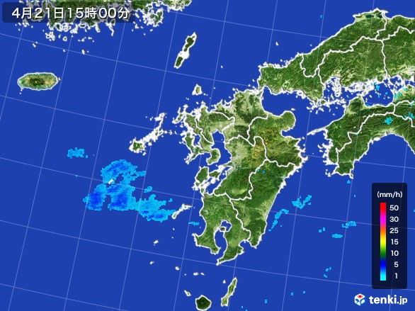 九州地方の雨雲レーダー(2017年04月21日)