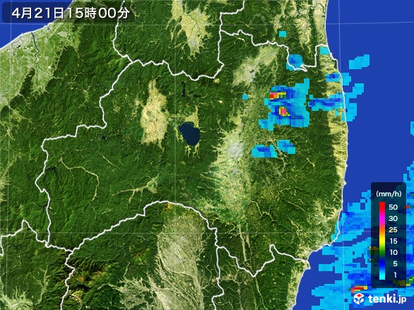 福島県の雨雲レーダー(2017年04月21日)