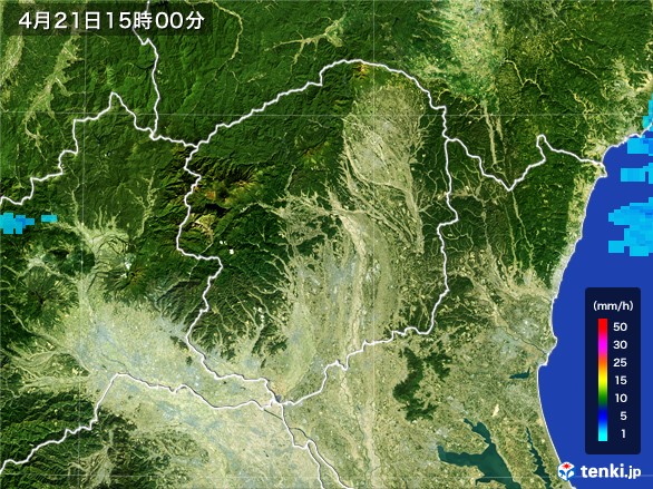 栃木県の雨雲レーダー(2017年04月21日)