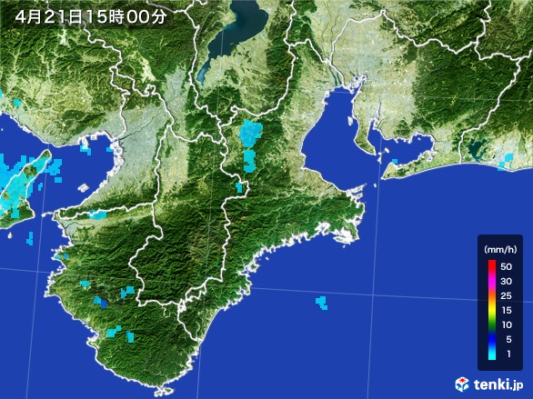 三重県の雨雲レーダー(2017年04月21日)