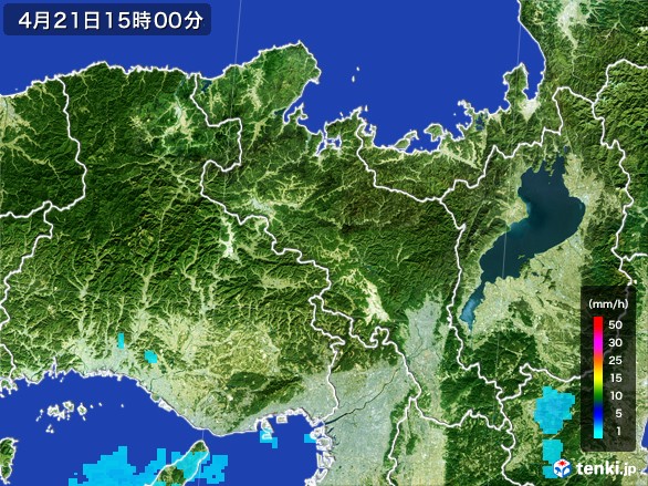京都府の雨雲レーダー(2017年04月21日)