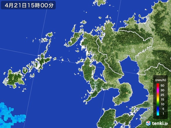 長崎県の雨雲レーダー(2017年04月21日)