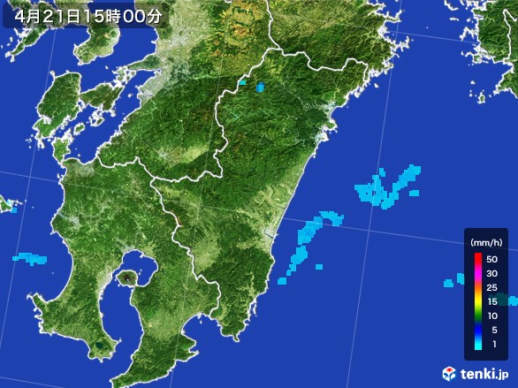 宮崎県の雨雲レーダー(2017年04月21日)