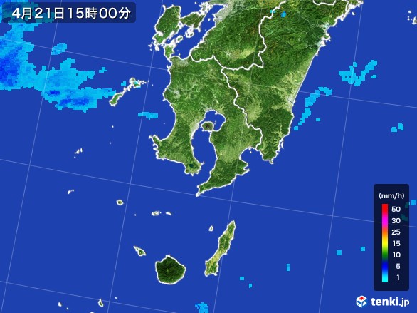鹿児島県の雨雲レーダー(2017年04月21日)