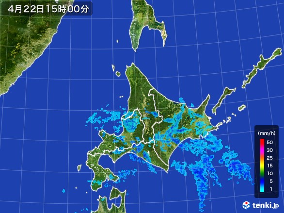 北海道地方の雨雲レーダー(2017年04月22日)