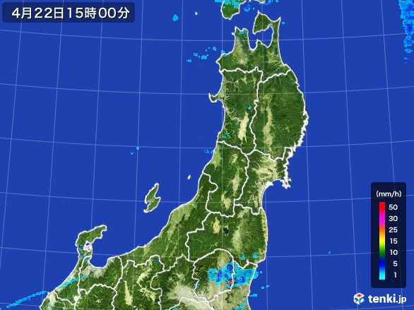 東北地方の雨雲レーダー(2017年04月22日)