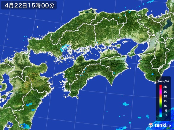 四国地方の雨雲レーダー(2017年04月22日)