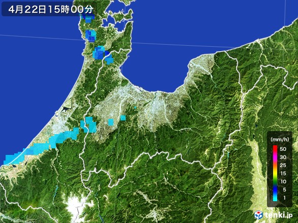 富山県の雨雲レーダー(2017年04月22日)
