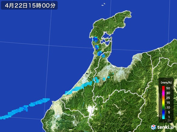 石川県の雨雲レーダー(2017年04月22日)