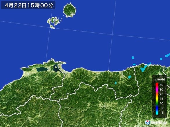 鳥取県の雨雲レーダー(2017年04月22日)