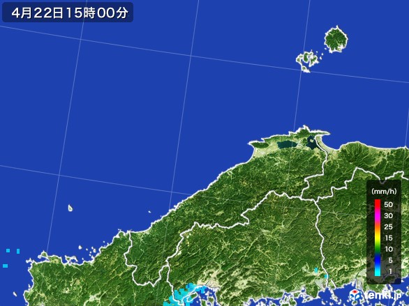 島根県の雨雲レーダー(2017年04月22日)