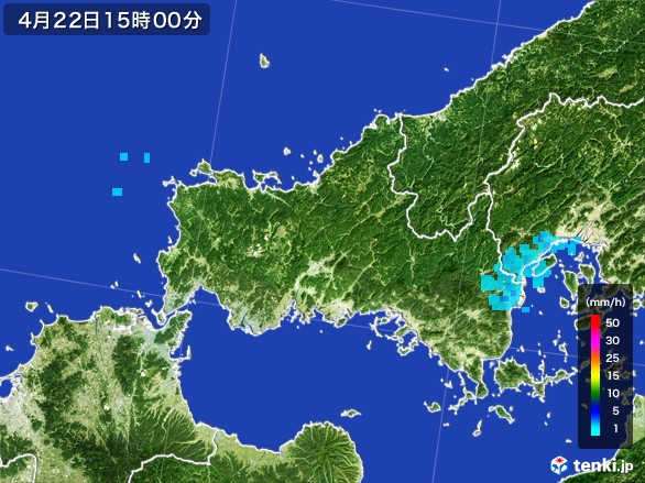 山口県の雨雲レーダー(2017年04月22日)