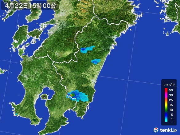 宮崎県の雨雲レーダー(2017年04月22日)