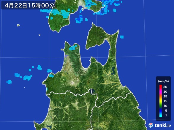 青森県の雨雲レーダー(2017年04月22日)
