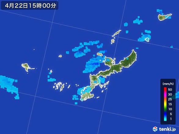 沖縄県の雨雲レーダー(2017年04月22日)