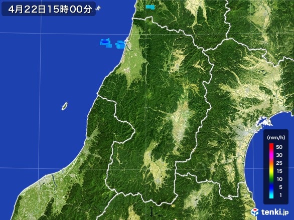 山形県の雨雲レーダー(2017年04月22日)