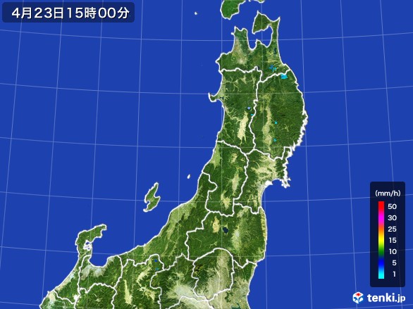 東北地方の雨雲レーダー(2017年04月23日)