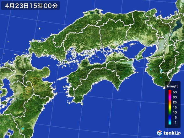 四国地方の雨雲レーダー(2017年04月23日)