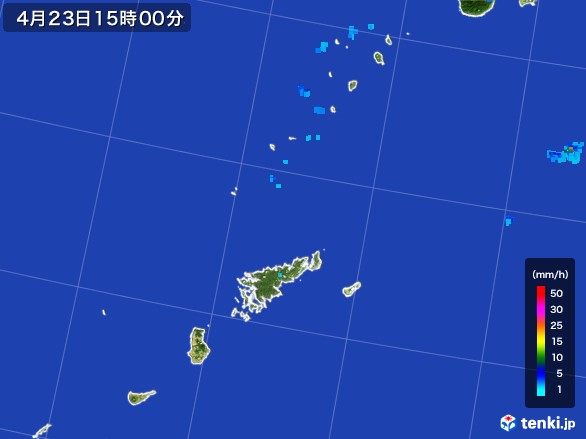 奄美諸島(鹿児島県)の雨雲レーダー(2017年04月23日)