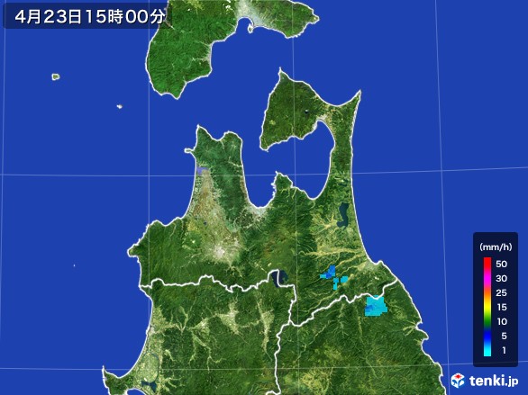 青森県の雨雲レーダー(2017年04月23日)